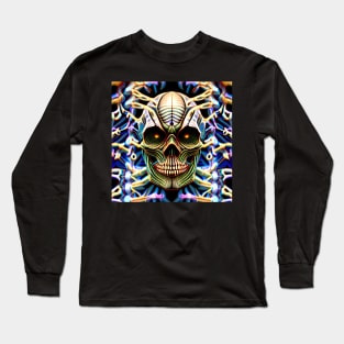 Trippy Psychedelic Patterns Skull 10 Long Sleeve T-Shirt